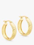 IBB 9ct Yellow Gold Diamond Cut Creole Earrings, Gold