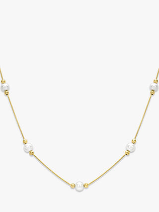 IBB 9ct Gold Pearl Hexagonal Snake Chain Necklace