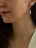 IBB 9ct White Gold Diamond-Cut Teardrop Drop Earrings, White