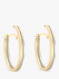 IBB 9ct Gold Two Tone Double Oval Huggie Earrings, White Gold/Gold