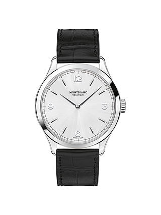 Montblanc 112515 Men's Heritage Chronométrie Ultra Slim Alligator Leather Strap Watch, Black/Silver