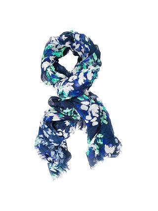 Chesca Floral Printed Scarf, Navy