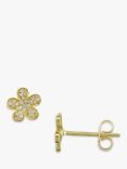 E.W Adams 18ct Gold Flower Diamond Stud Earrings, Gold