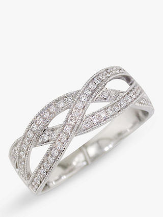 E.W Adams 18ct White Gold Diamond Set Weave Ring