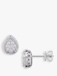 E.W Adams 18ct White Gold Pear-Shaped Diamond Cluster Stud Earrings, White Gold