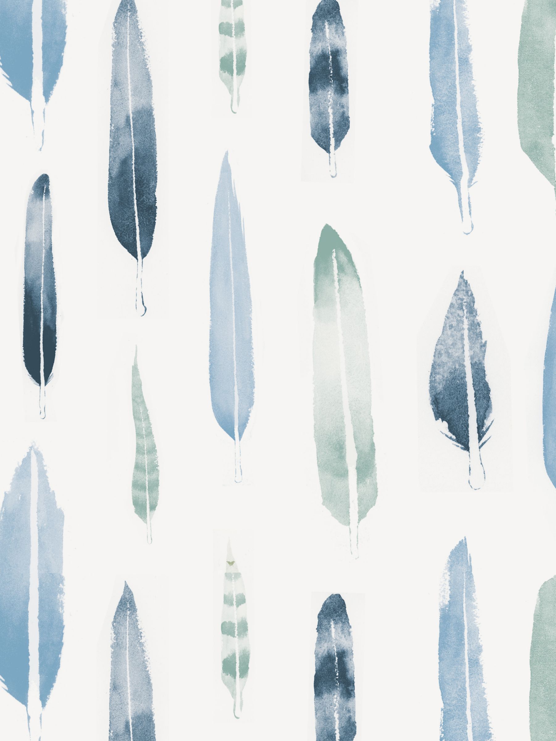 Mini Moderns Feathers Wallpaper, Blue, AXDPT024CB