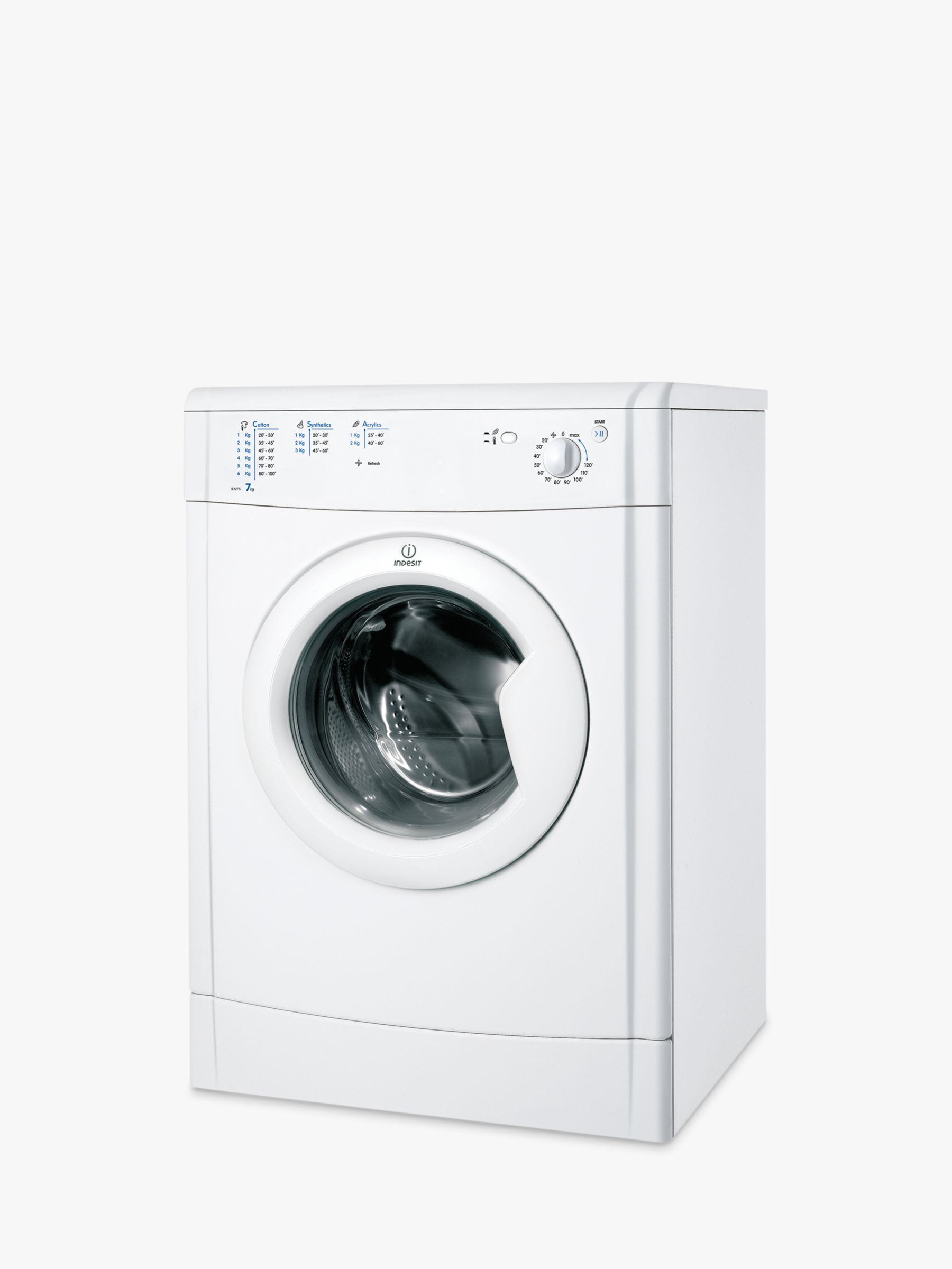 Indesit IDV75 Ecotime Vented Tumble Dryer, Load, B Energy Rating, White