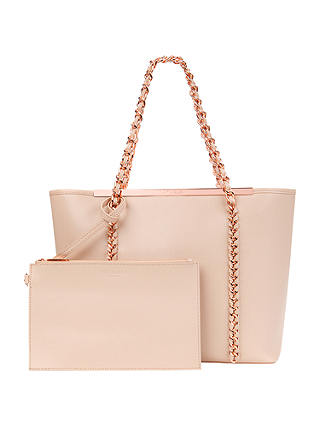 Ted Baker Bluebel Chain Detail Leather Shopper Bag, Taupe