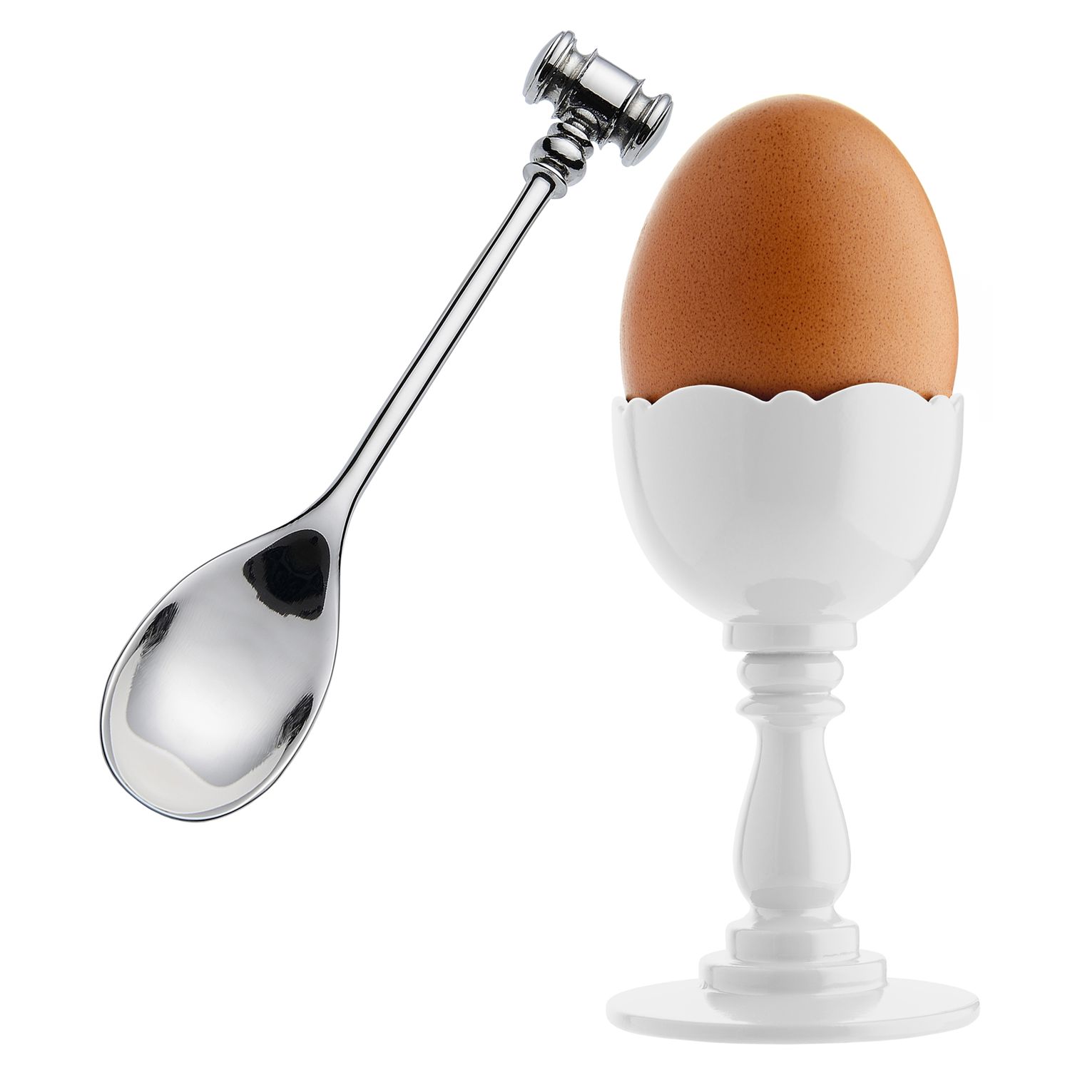 Alessi Dressed Egg Cup and Spoon, White