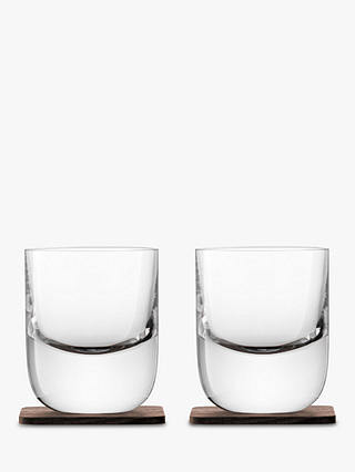 LSA International Straight Whisky Tumbler with Wood Coaster, Set of 2, 270ml, Clear