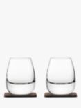 LSA International Curved Whisky Tumbler with Coaster, Set of 2, 250ml, Clear