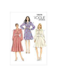 Vogue Bishop Sleeve Flared Dress Sewing Pattern, 9076, E5