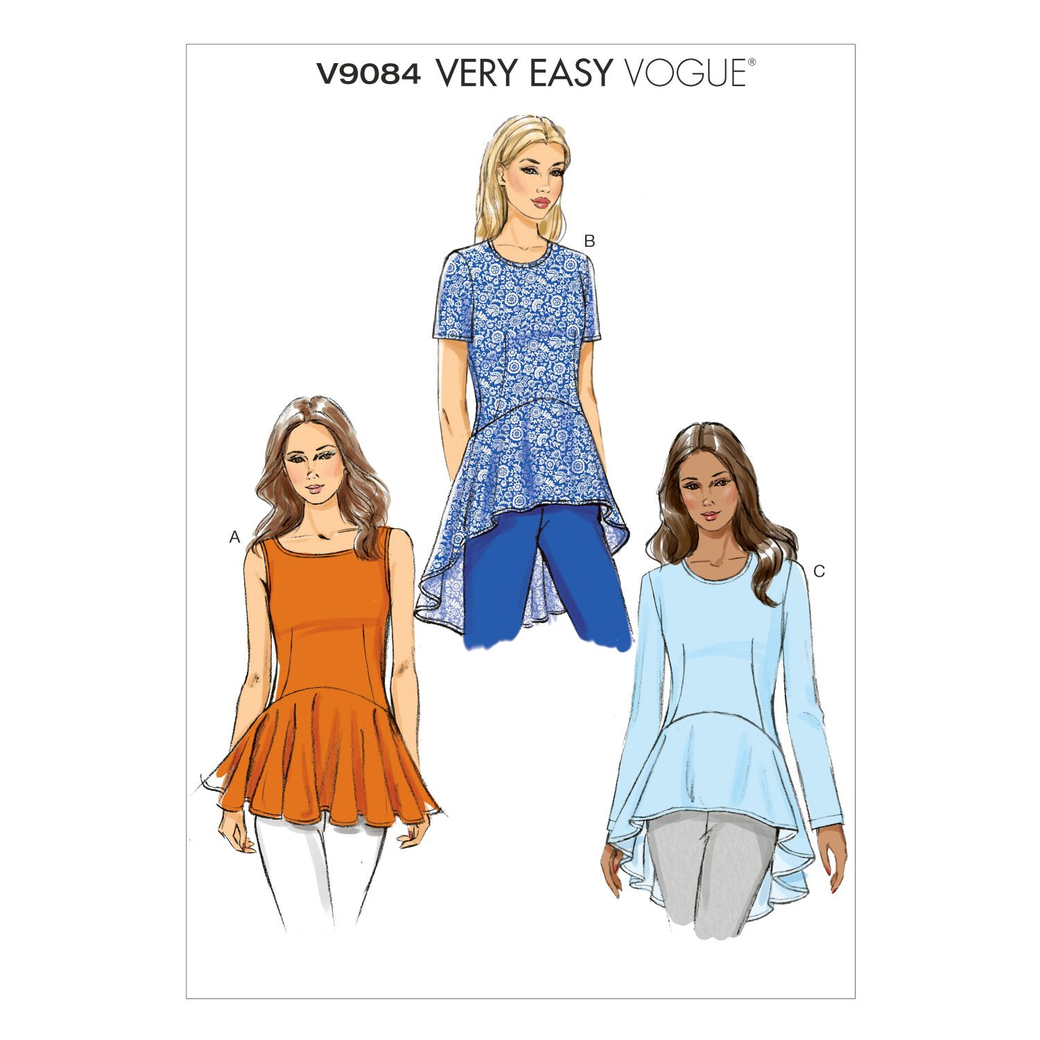 Vogue Very Easy Peplum Top Sewing Pattern, 9084