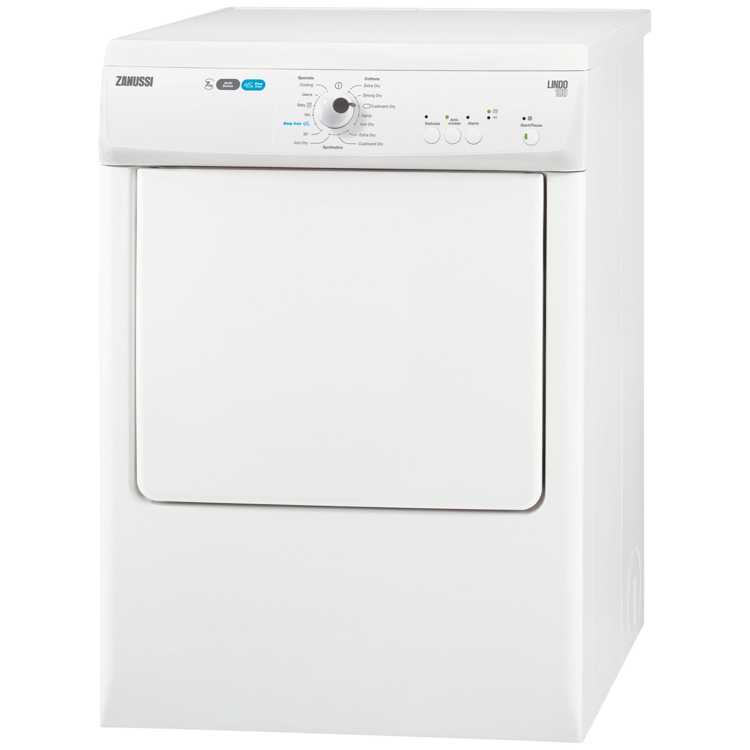 Zanussi ZTE7102PZ Freestanding Vented Tumble Dryer, 7kg Load, C Energy Rating, White