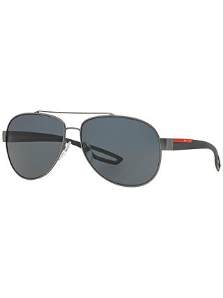 Prada Linea Rossa PS55QS Aviator Polarised Sunglasses, Grey