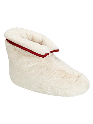 John Lewis Shearling Foot Duvet Slippers, Cream/Red