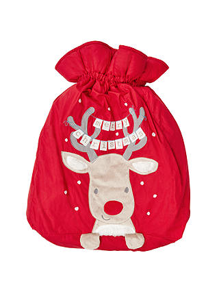 John Lewis Baby's Reindeer Christmas Santa Sack, Red
