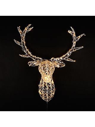 John Lewis Crystal Deer Head 140LED Christmas Light, Warm White