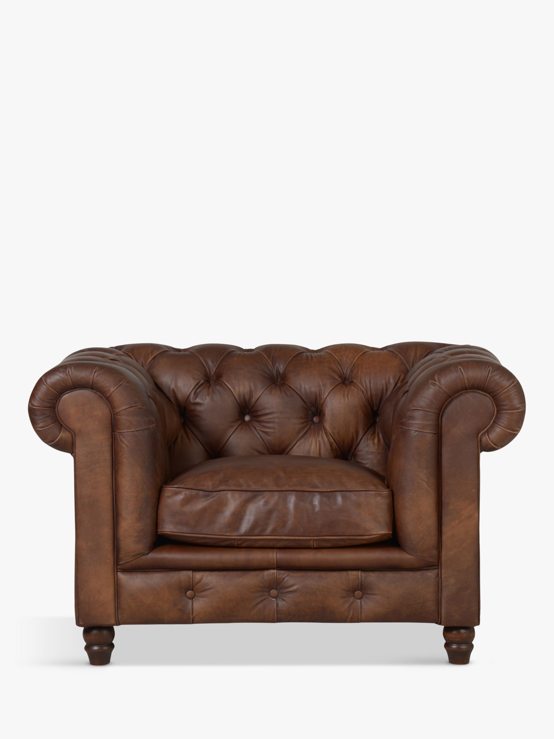 Earle Range, Halo Earle Chesterfield Leather Armchair, Antique Whisky