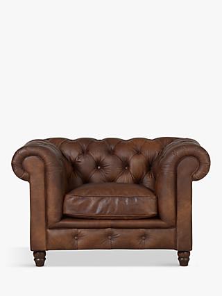 Earle Range, Halo Earle Chesterfield Leather Armchair, Antique Whisky
