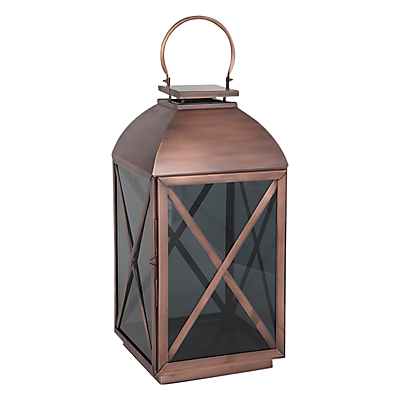 Pacific Lifestyle Copper & Smoked Glass Lantern, Large