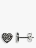 Nina B Marcasite Heart Stud Earrings, Silver