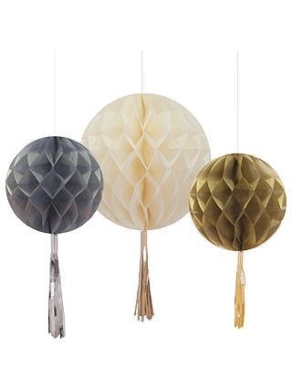 Talking Tables Party Porcelain Honeycomb Metallic Tassels, Pack of 3