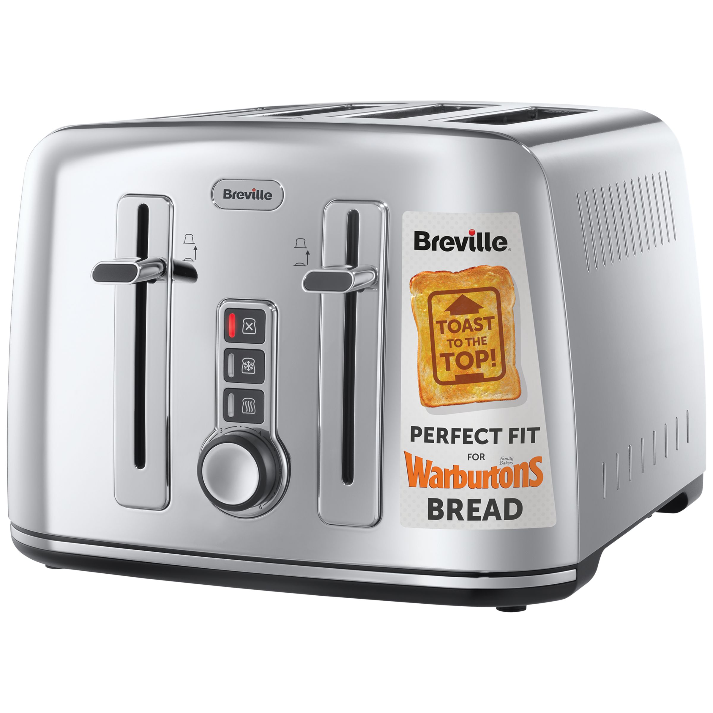 Breville VTT571 Perfect Fit for Warburtons 4-Slice Toaster, Stainless Steel