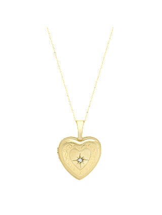 IBB 9ct Gold Heart Locket Pendant Necklace, Gold