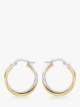 IBB 18ct Gold Two Colour Double Tube Creole Earrings, Gold/White Gold