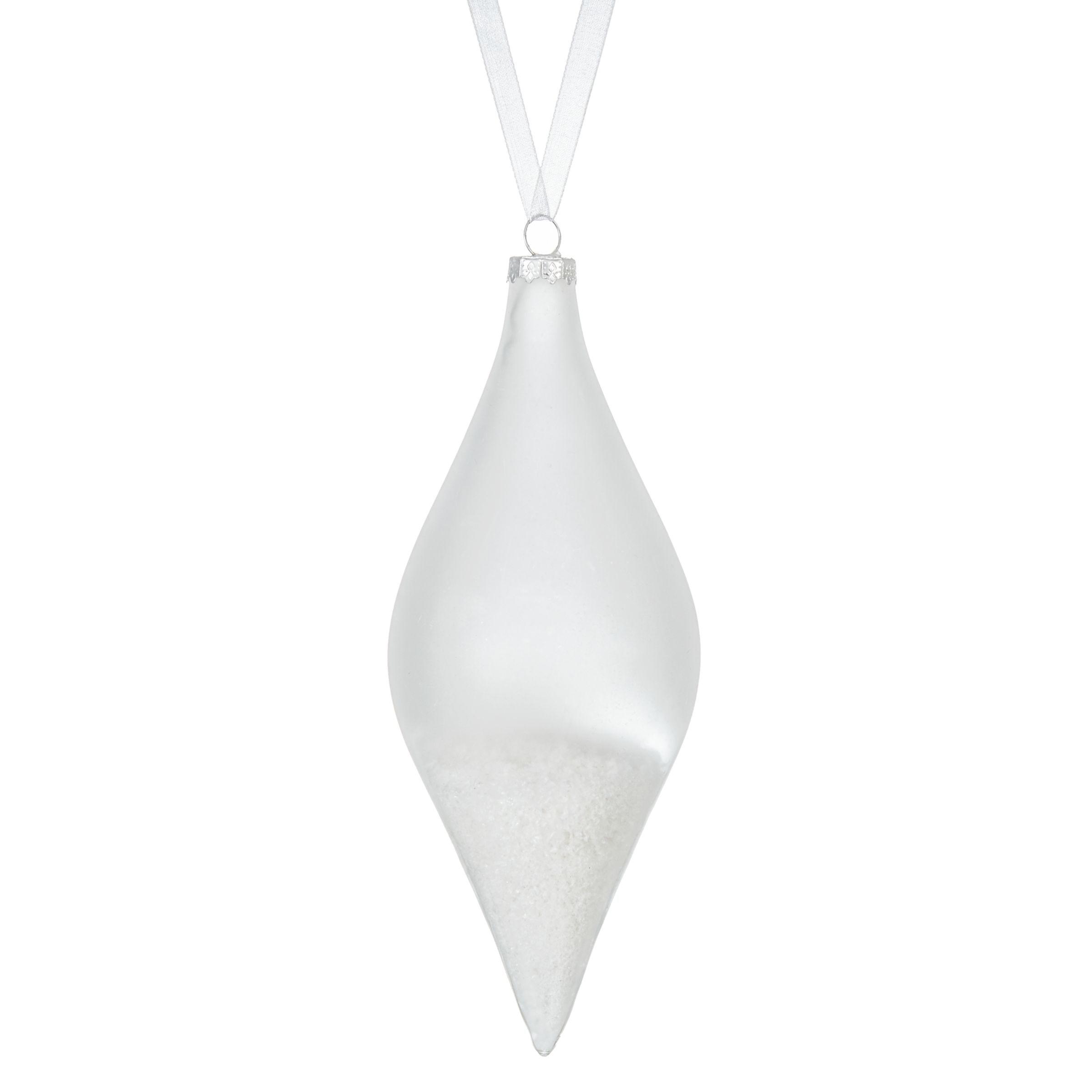 Buy John Lewis Snowdrift Glass Translucent Snow Finial Bauble, Clear Online at johnlewis.com