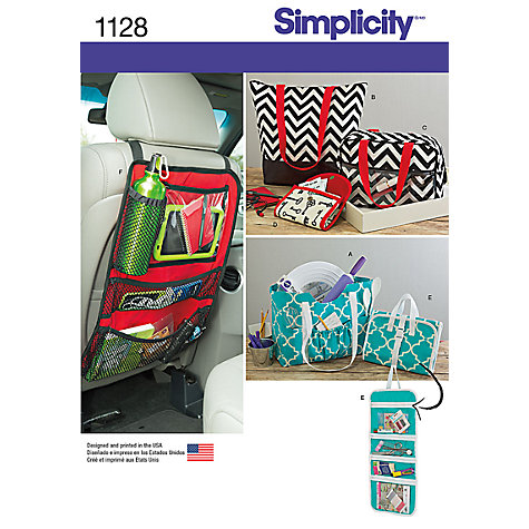 Buy Simplicity Tote Bag and Organisers Sewing Pattern, 1128, One Size ...