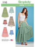 Simplicity Women's Bohemian Tiered Skirts Sewing Pattern, 1110