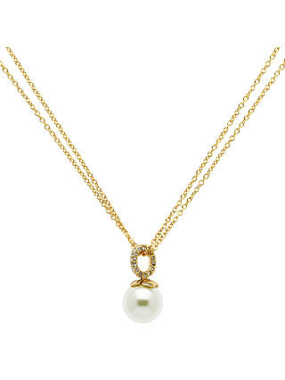 Finesse Gold Plated Crystal Faux Pearl Pendant Necklace, Gold