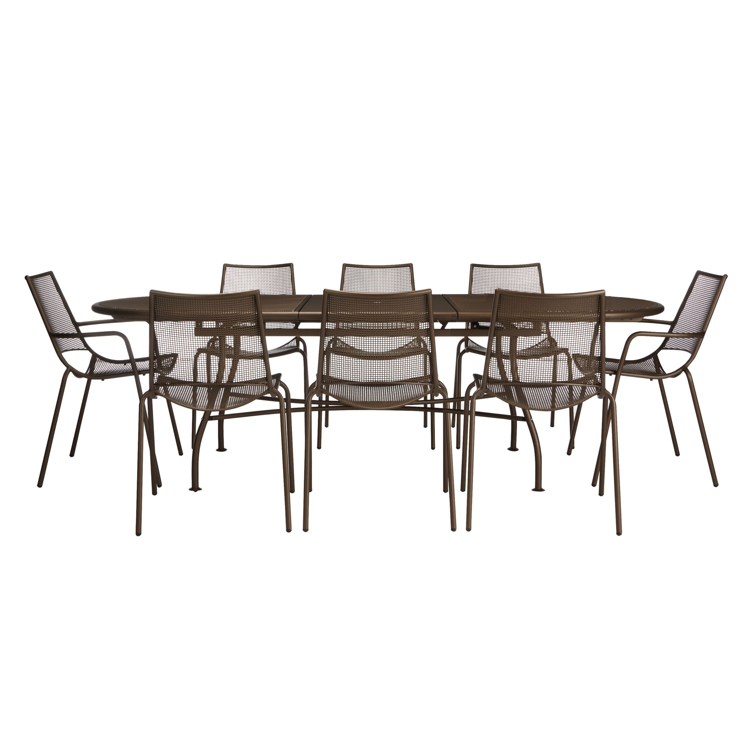 John Lewis & Partners Ala Mesh Extending Garden Dining Table and Chairs Set, Bronze