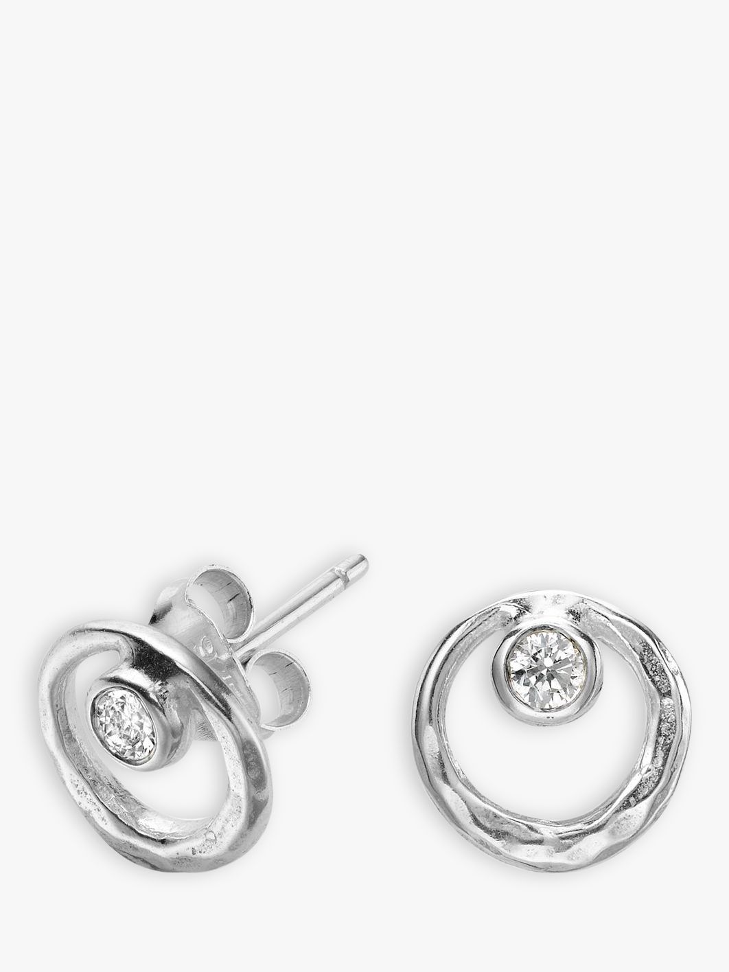 Dower & Hall Sterling Silver White Topaz Earrings, Silver