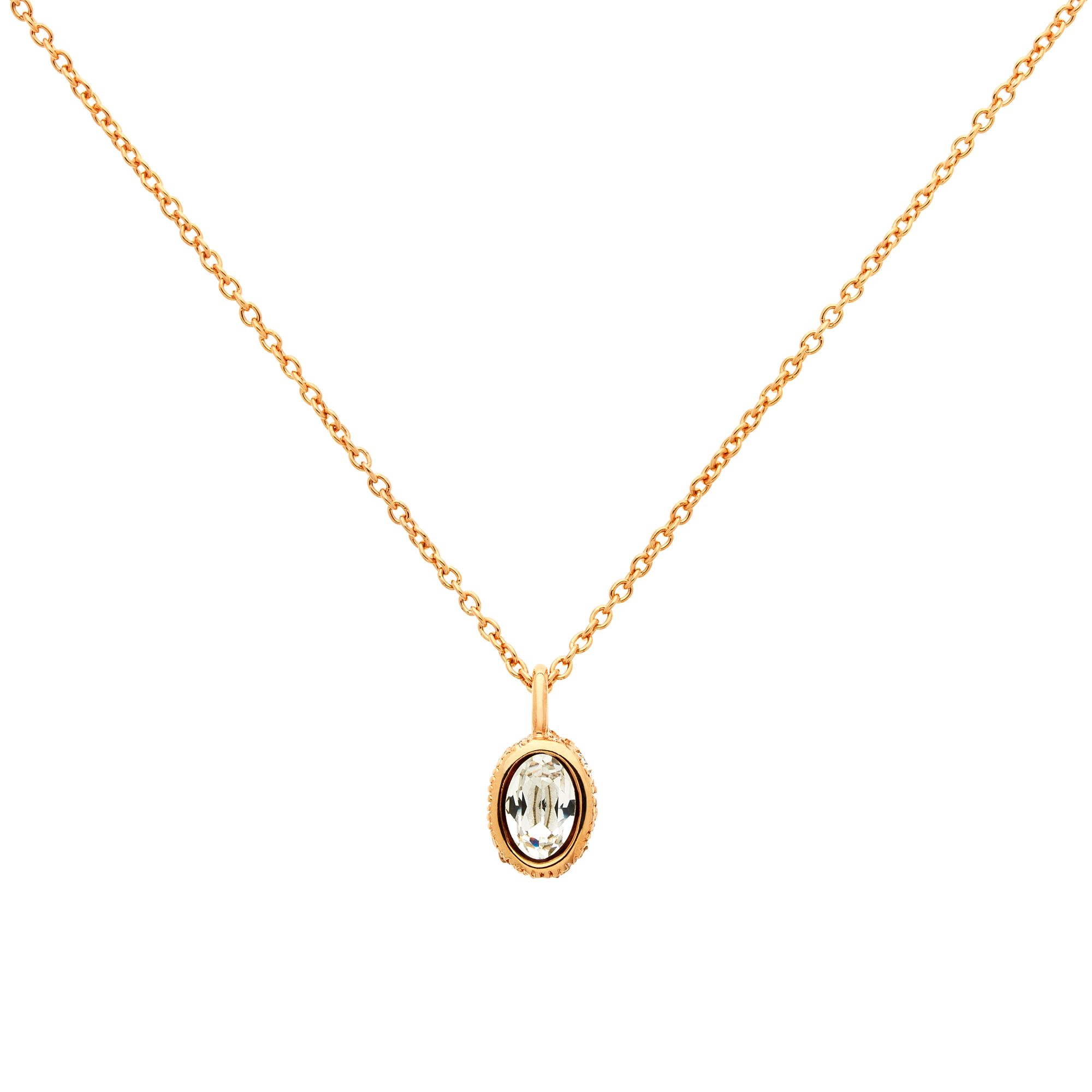Cachet Oval Mini Pendant Necklace, Rose Gold
