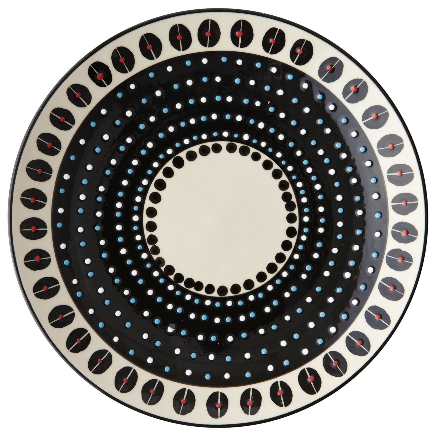 west elm Potters Workshop Dot 28cm Dinner Plate, Black/White