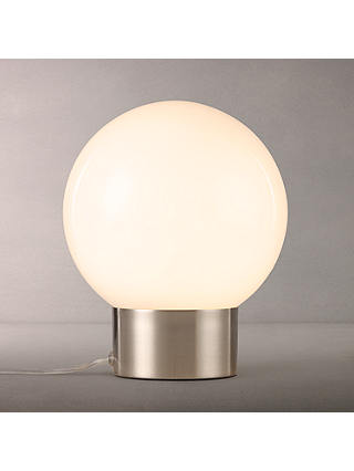House by John Lewis Globe Table Lamp, Opal/Satin Nickel