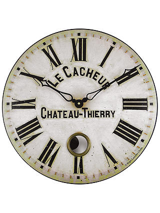 Lascelles Antique French Wall Clock with Pendulum, Dia.41cm, Cream