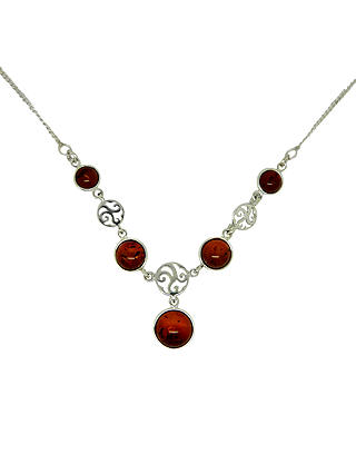 Goldmajor Amber and Sterling Silver Disc Necklace, Silver/Amber