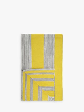 House by John Lewis Stripe Throw, Yellow/Grey