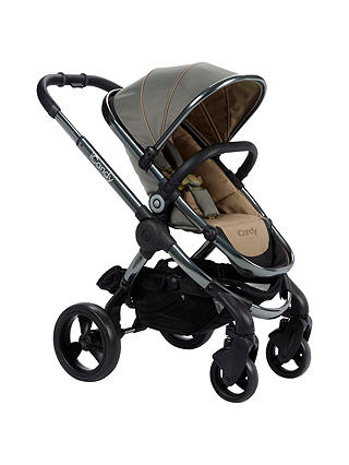 iCandy Peach Pushchair with Grey Chassis & Olive Hood with free Maxi-Cosi CabrioFix Car Seat, Black Raven