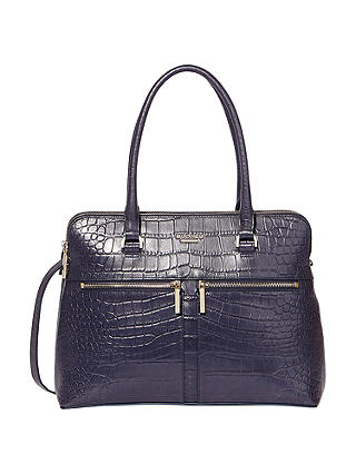 Modalu Classic Pippa Leather Grab Bag, Navy Croc