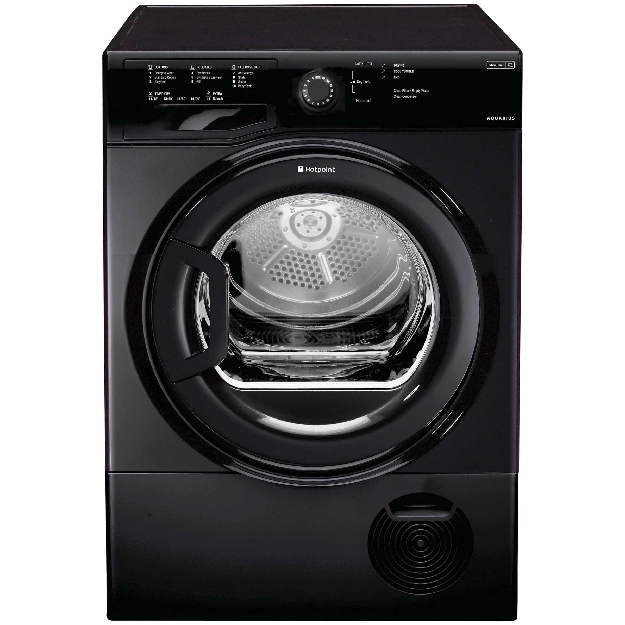 Hotpoint TCFS83BGK Condenser Tumble Dryer, 8kg Load, B Energy Rating, Black