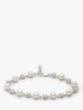 Lido Pearl and Cubic Zirconia Spacer Bracelet, Silver/White