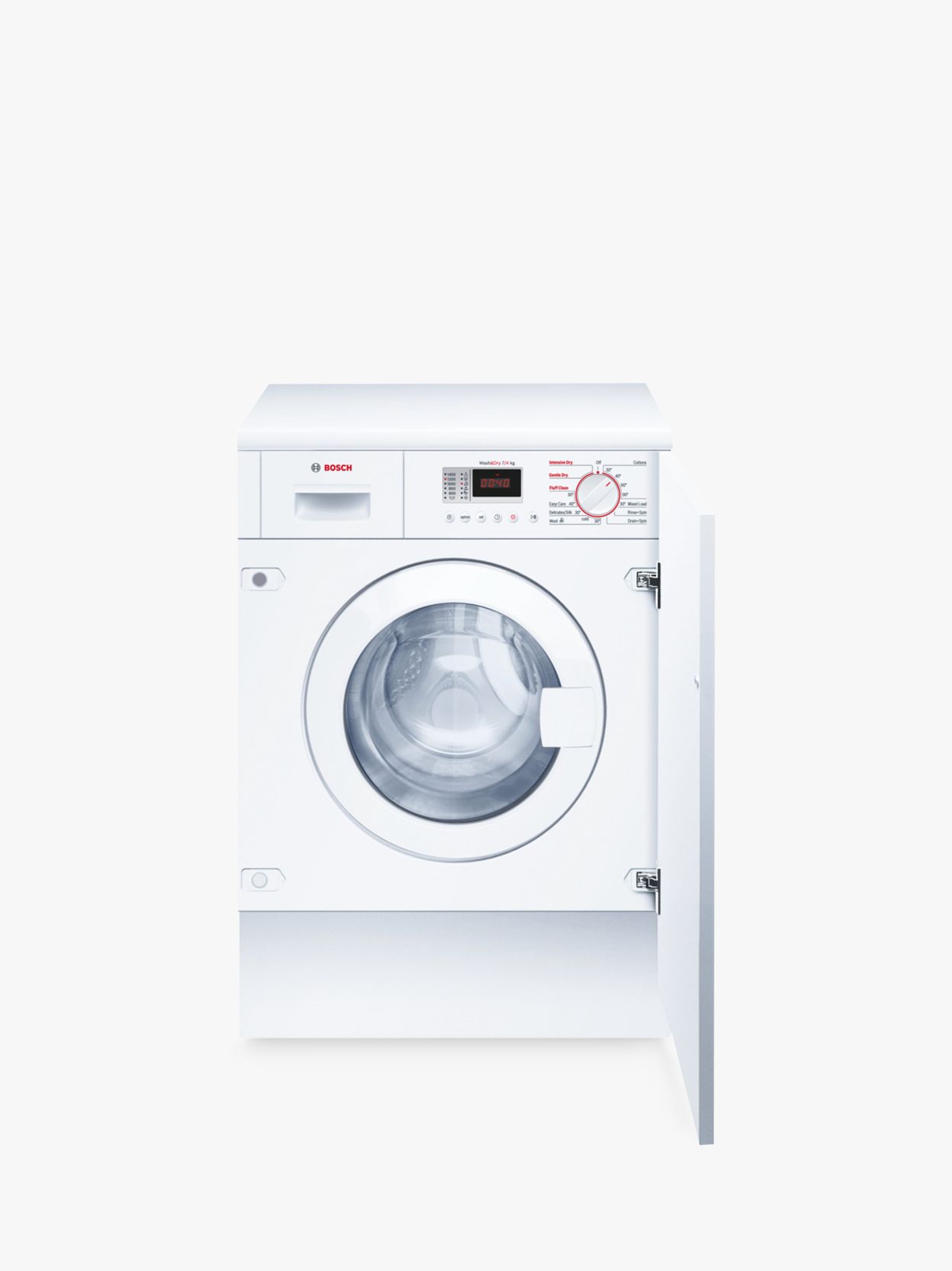 Bosch WKD28351GB Integrated Washer Dryer, 7kg Wash/4kg Dry Load, B Energy Rating, 1400rpm Spin in White