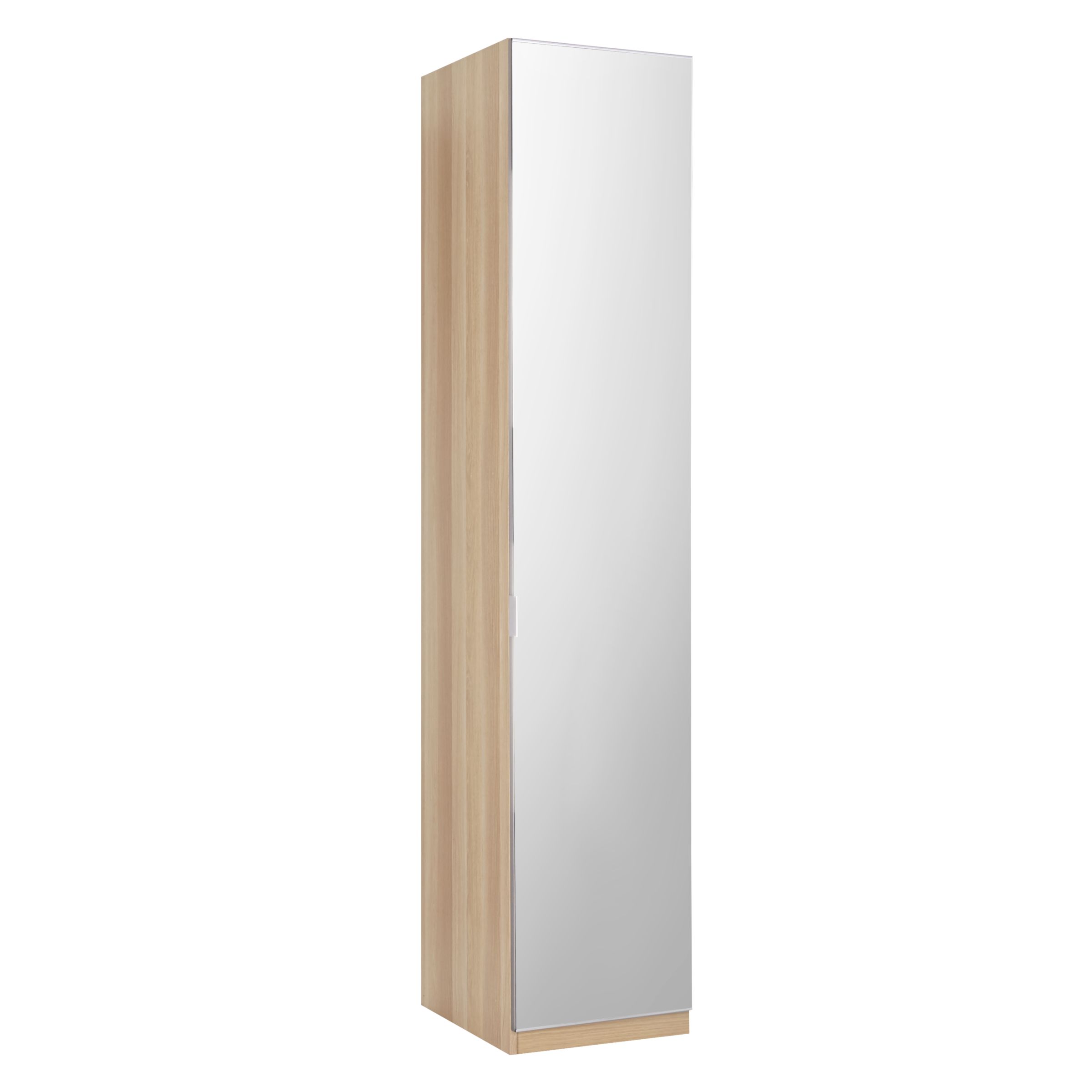 John Lewis ANYDAY Mix it Tall Mirrored Single Wardrobe, Mirror/Natural Oak