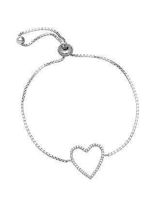 Adele Marie Sterling Silver Cubic Zirconia Open Heart Bracelet, Silver