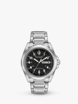 Citizen AW0050-82E Men's Sport Day Date Bracelet Strap Watch, Silver/Black